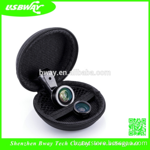 universal clip lens 3 in 1 Lens for mobile phone 180 Degree FishEye + 0.67 x Wide Angle + Marco Lens